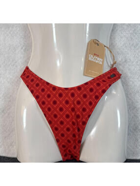 Outer Banks Women's XS Red Boho High Cut Cheeky Bikini Bottom‎ NWT